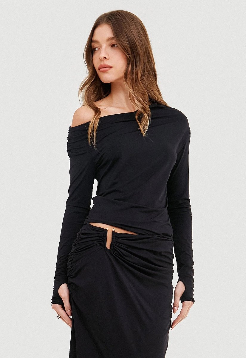 Blusa Fluity Nádia - Preto - Bonne Soirée
