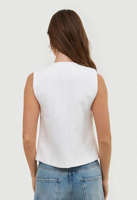 Colete Tweed Noemí - Off White - Bonne Soirée