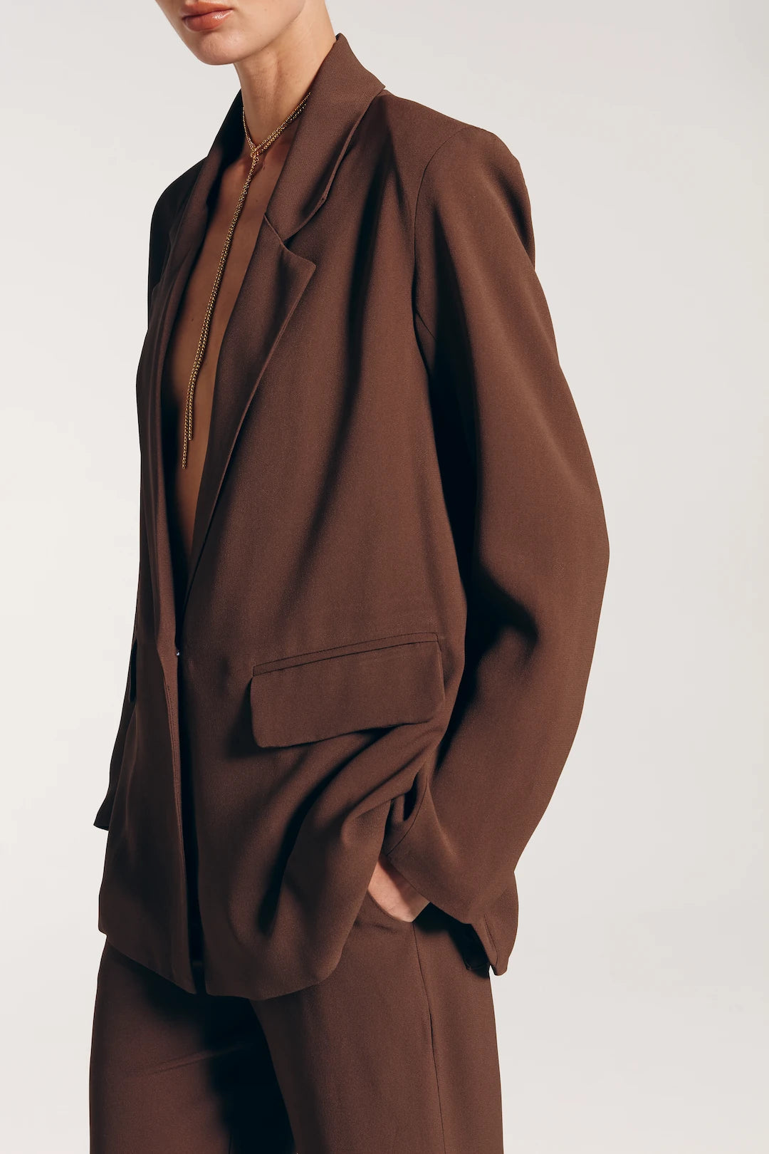 Blazer Alfaiataria Marrom Mocha - Bonne Soirée