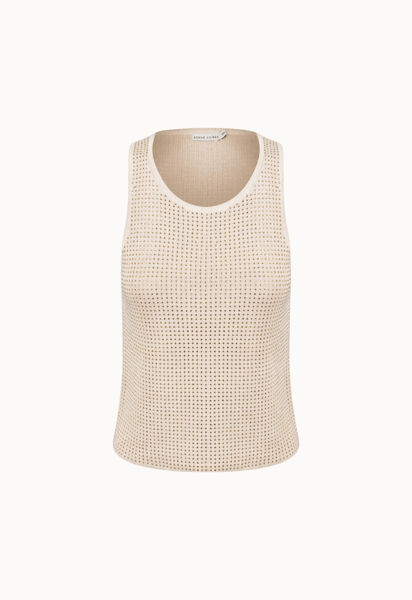 Regata Tricot Cristais Isabela - Bege - Bonne Soirée
