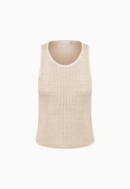 Regata Tricot Cristais Isabela - Bege - Bonne Soirée