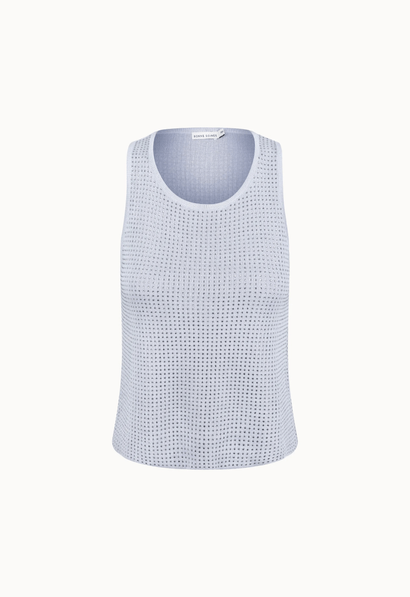 Regata Tricot Cristais Isabela - Cinza Claro - Bonne Soirée