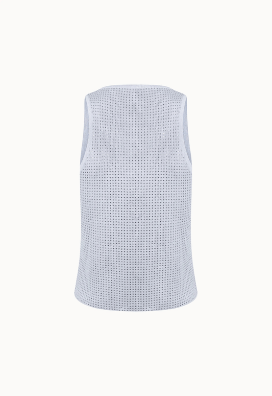 Regata Tricot Cristais Isabela - Cinza Claro - Bonne Soirée