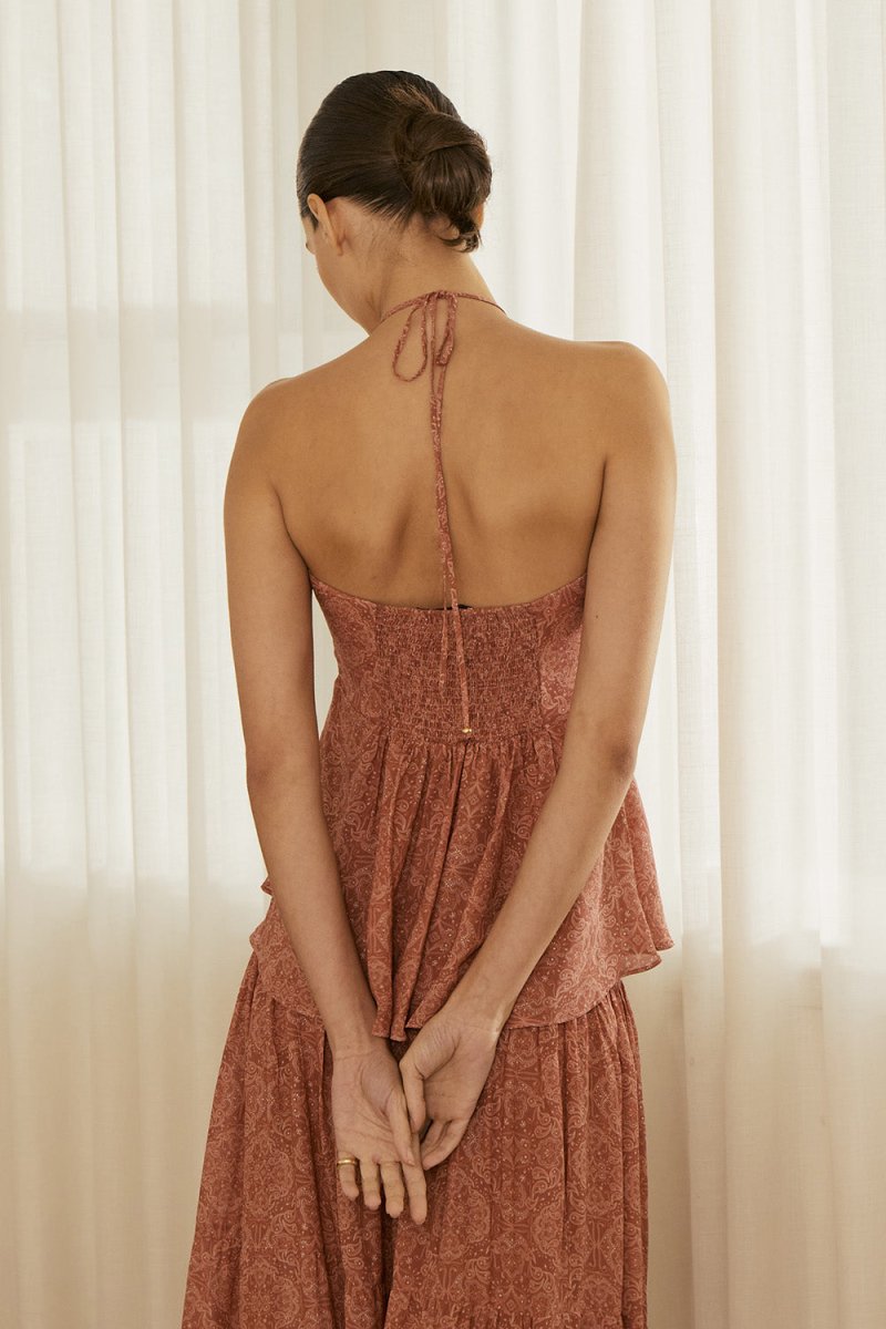 Blusa Sienne Paisley Terracota - Bonne Soirée
