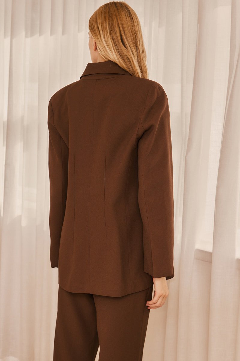 Blazer Elle Alfaiataria Marrom - Bonne Soirée