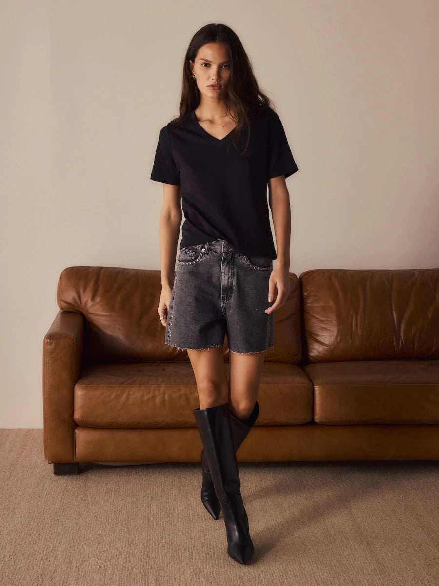 Bermuda Kira Jeans Preta - Bonne Soirée