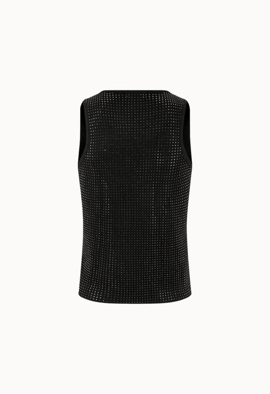 Regata Tricot Isabela Cristais - Preto - Bonne Soirée