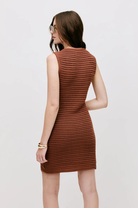 Vestido Helene Tricot Marrom - Bonne Soirée
