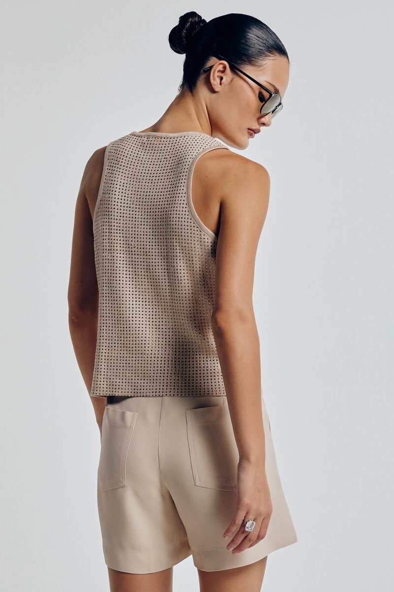 Regata Tricot Cristais Isabela - Bege - Bonne Soirée