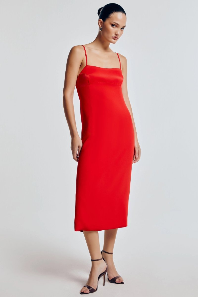 Vestido Midi Crepe Laura - Vermelho - Bonne Soirée