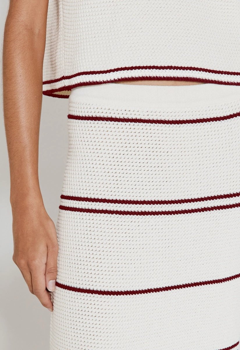 Saia Listrada Tricot Nathalie - Off White/Cherry - Bonne Soirée