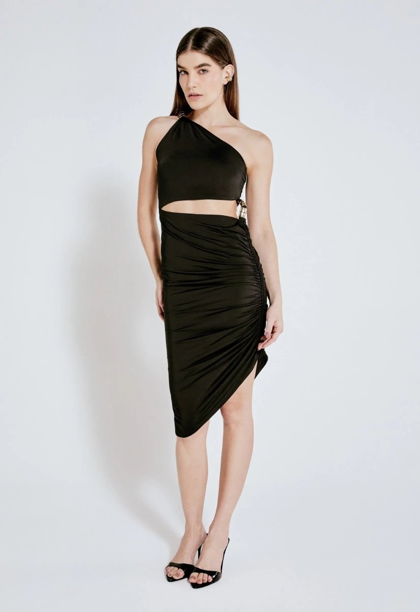 Vestido Drapeado Valentina - Preto - Bonne Soirée