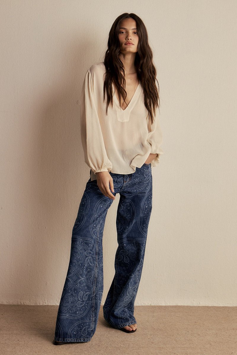 Calça Bohème Jeans Paisley Indigo - Bonne Soirée