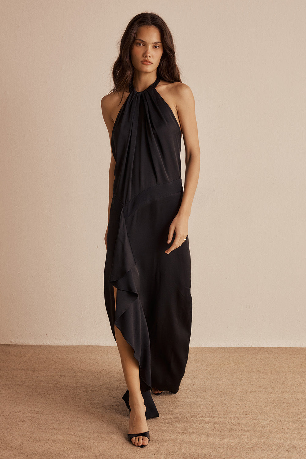 Vestido Longo Serena Crepe Preto