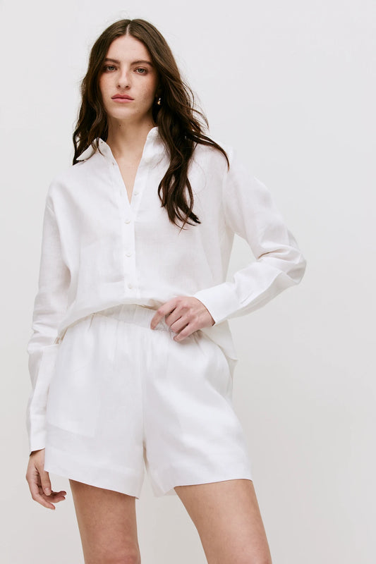 Shorts Sophie Linho Branco - Bonne Soirée
