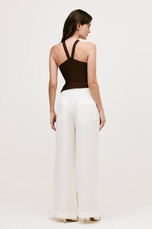 Calça Linho Off White Wide Leg Gabriela - Bonne Soirée
