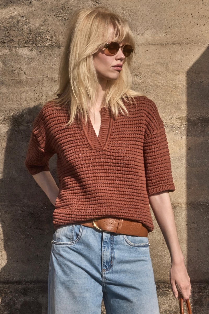 Blusa Helene Tricot Marrom - Bonne Soirée