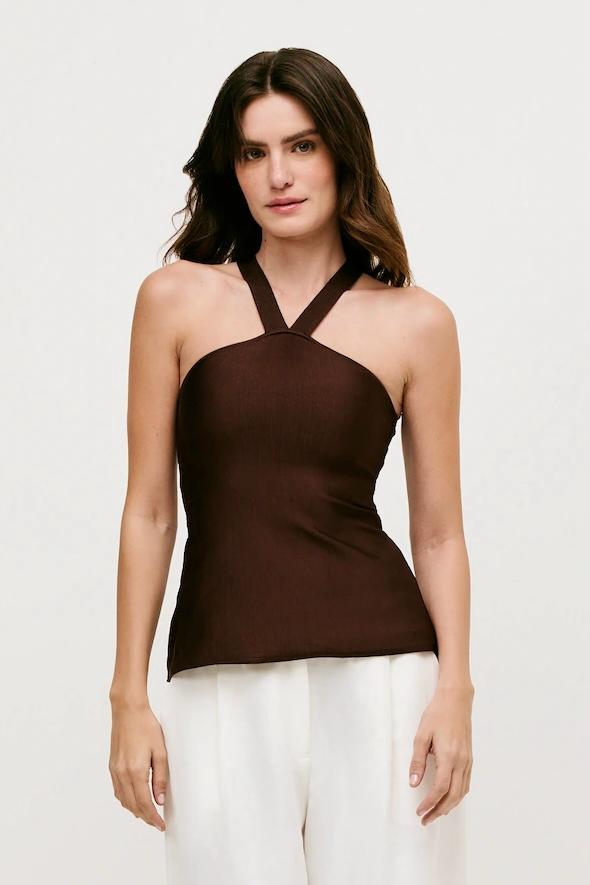 Blusa Alice Tricot Marrom - Bonne Soirée