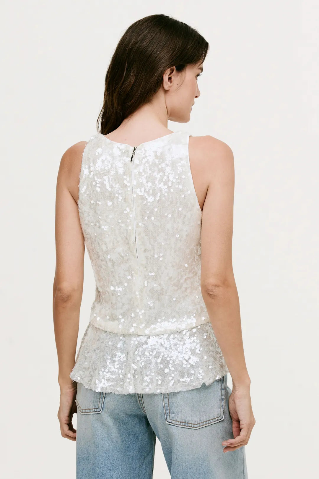 Blusa Paetês Nicole Off White - Bonne Soirée