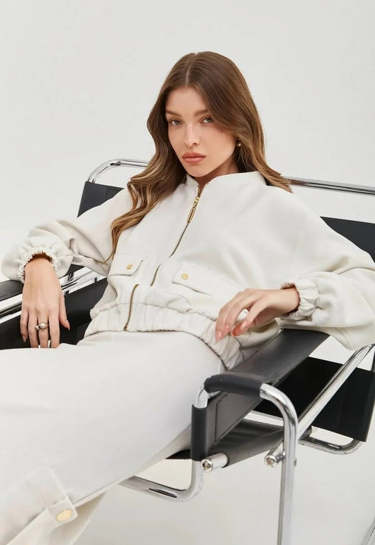 Jaqueta Bomber Gabrielle - Off White - Bonne Soirée