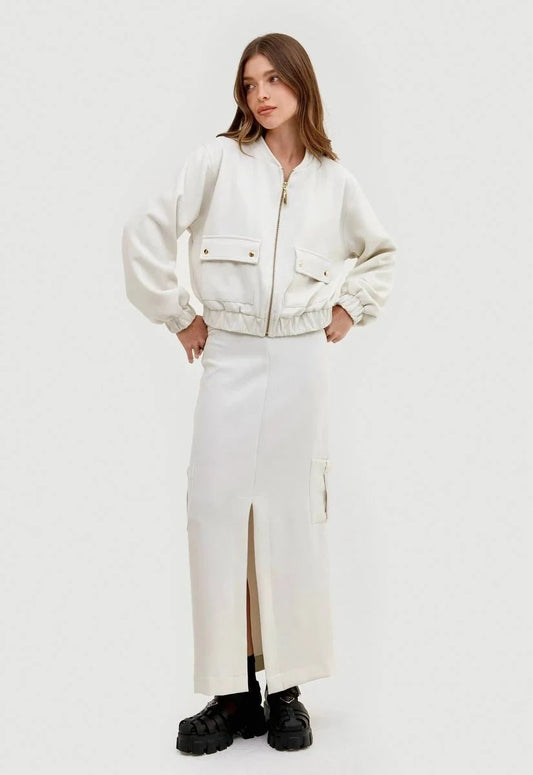 Jaqueta Bomber Gabrielle - Off White - Bonne Soirée