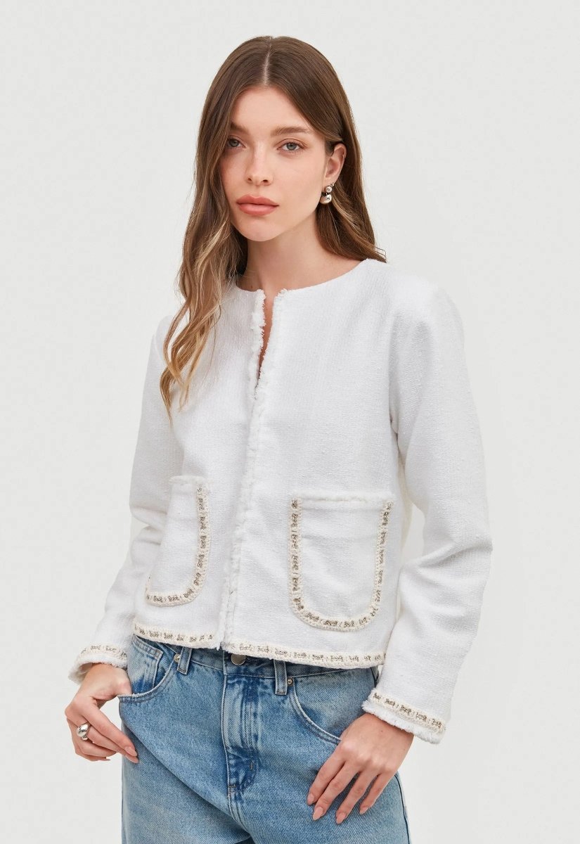 Casaqueto Tweed Noemí - Off White - Bonne Soirée