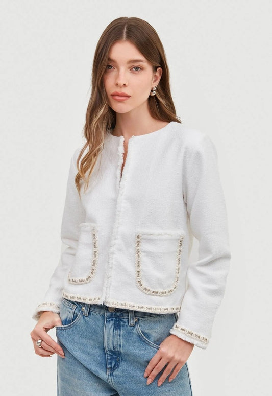 Casaqueto Tweed Noemí - Off White - Bonne Soirée