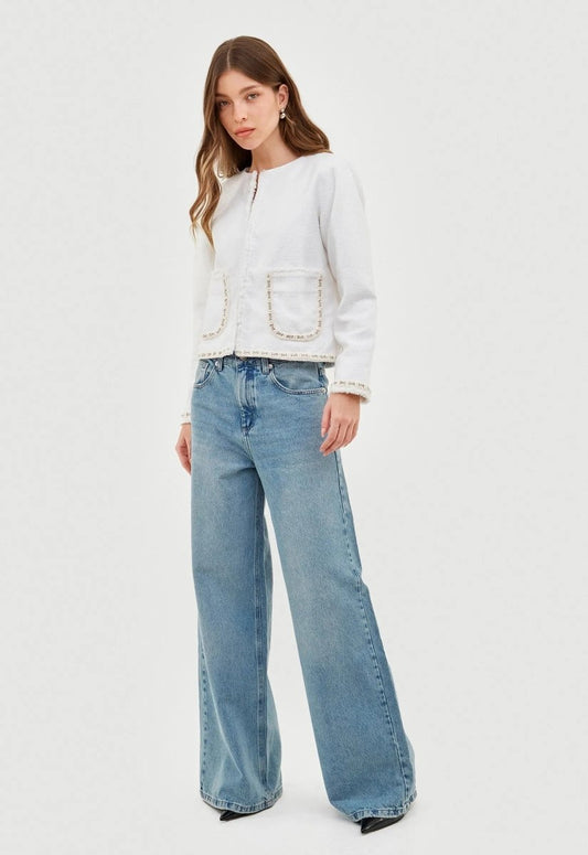 Casaqueto Tweed Noemí - Off White - Bonne Soirée
