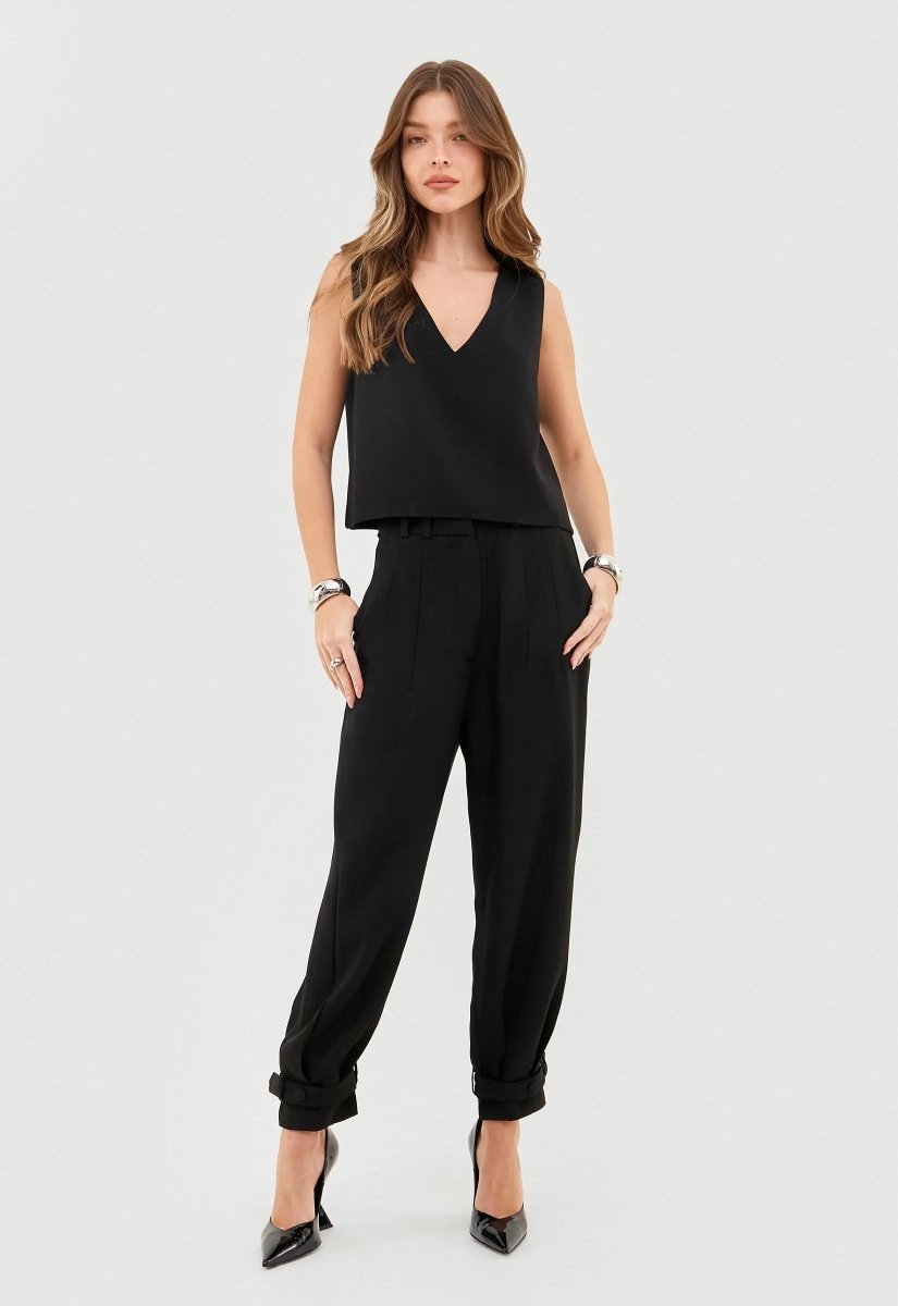 Blusa Crepe Decote V Léa - Preto - Bonne Soirée