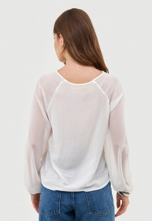 Blusa Maitê Veludo de Seda - Off White - Bonne Soirée