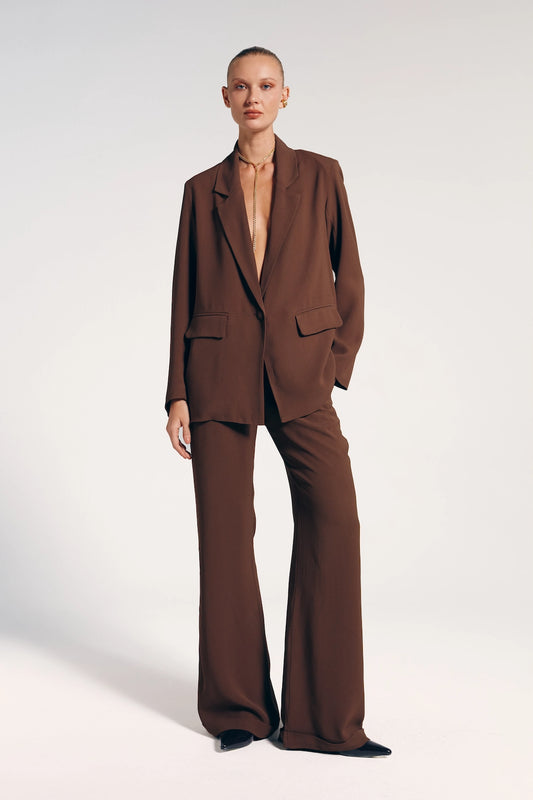 Blazer Alfaiataria Marrom Mocha - Bonne Soirée