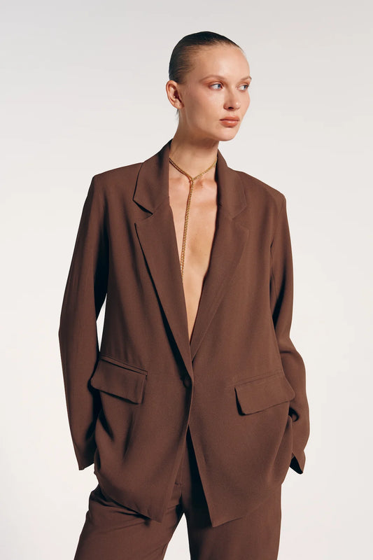 Blazer Alfaiataria Marrom Mocha - Bonne Soirée