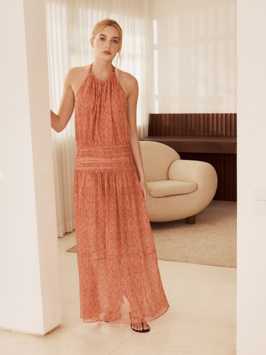 Vestido Gabrielle Paisley Terracota - Bonne Soirée