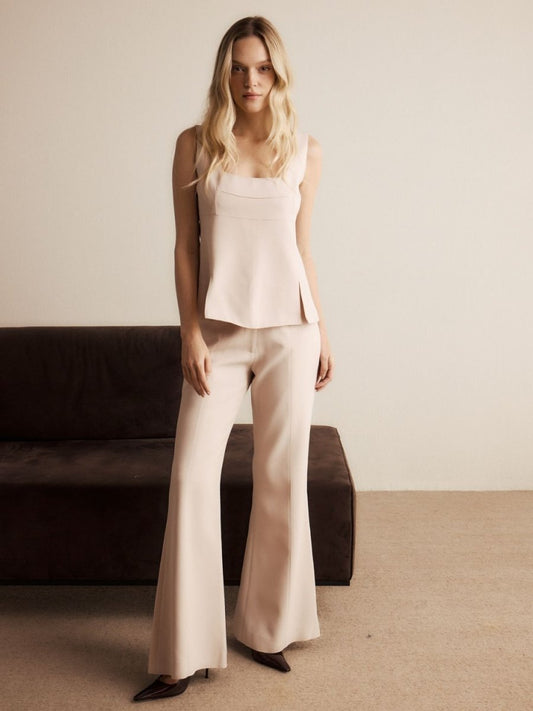 Calça Elle Alfaiataria Rosa Chá - Bonne Soirée