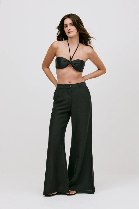 Calça Sophie Linho Preto - Bonne Soirée