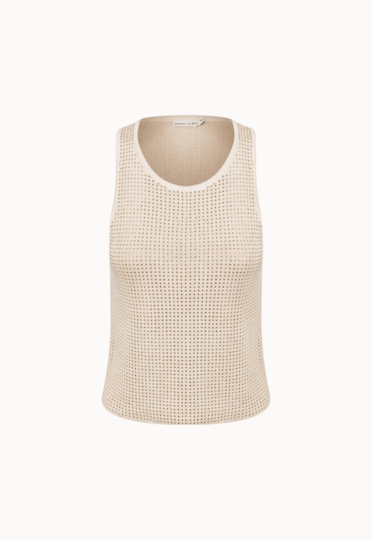 Regata Tricot Cristais Isabela - Bege