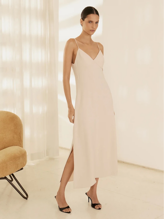 Vestido Alanis Crepe Rosa Chá - Bonne Soirée