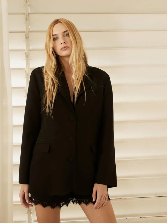 Blazer Elle Alfaiataria Preto - Bonne Soirée