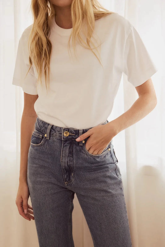 Calça Jane Jeans Azul Médio - Bonne Soirée