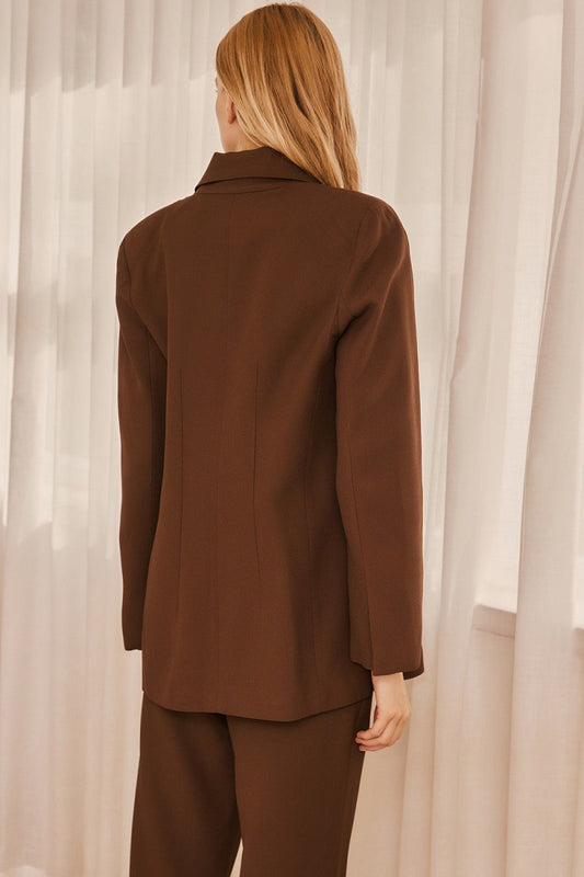 Blazer Elle Alfaiataria Marrom - Bonne Soirée