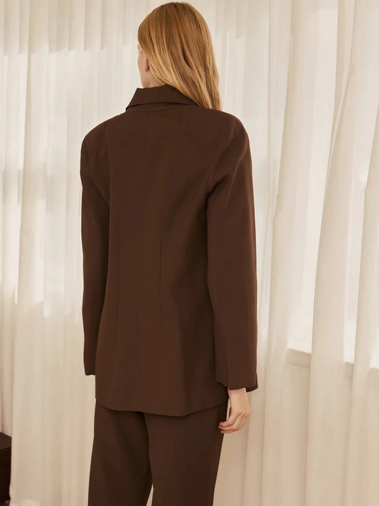 Blazer Elle Alfaiataria Marrom - Bonne Soirée