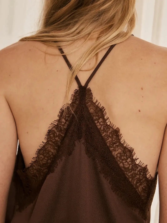 Blusa Nessa Renda Marrom - Bonne Soirée