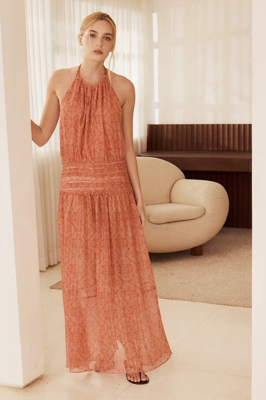 Vestido Gabrielle Paisley Terracota - Bonne Soirée