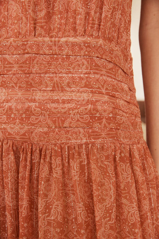 Vestido Gabrielle Paisley Terracota - Bonne Soirée