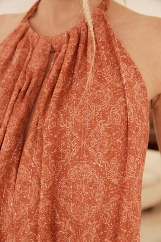 Vestido Gabrielle Paisley Terracota - Bonne Soirée