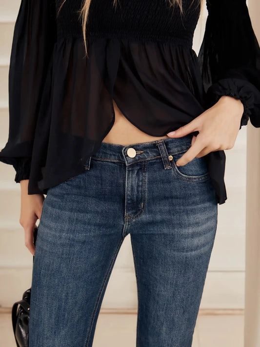 Calça Jeans Bootcut Lexie Cintura Baixa Azul - Bonne Soirée