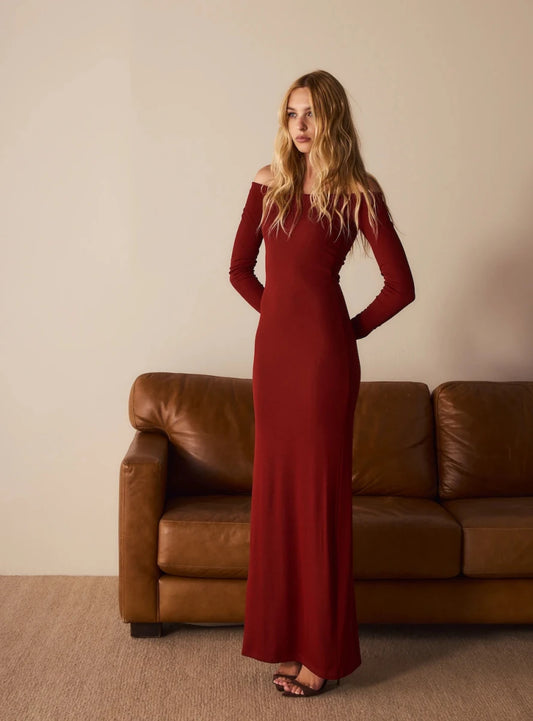 Vestido Lia Malha Vinho - Bonne Soirée