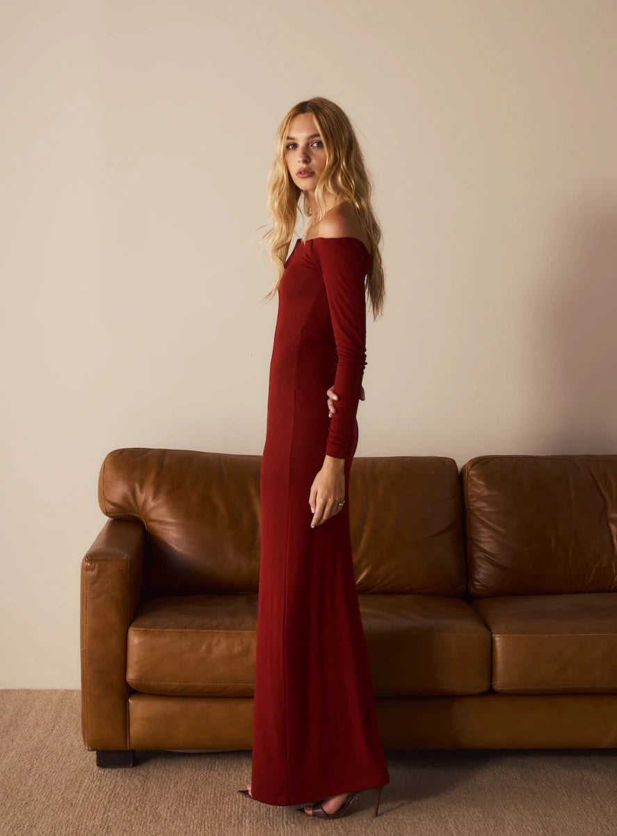 Vestido Lia Malha Vinho - Bonne Soirée