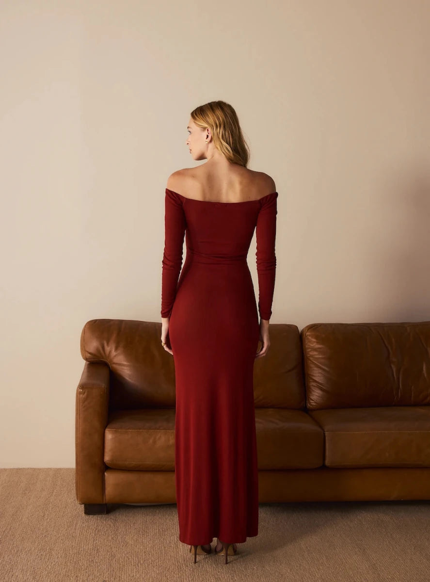 Vestido Lia Malha Vinho - Bonne Soirée