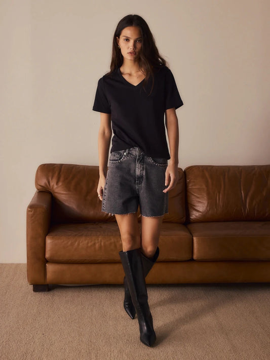 Bermuda Kira Jeans Preta - Bonne Soirée